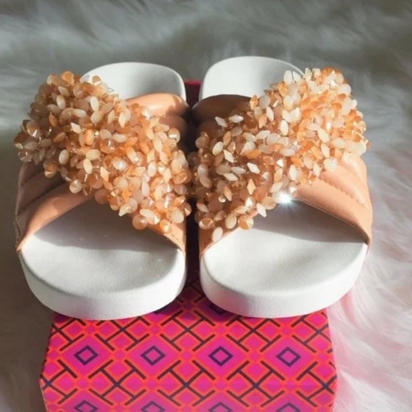 Tory Burch Shoes - Tory Burch Logan Embellished Slides